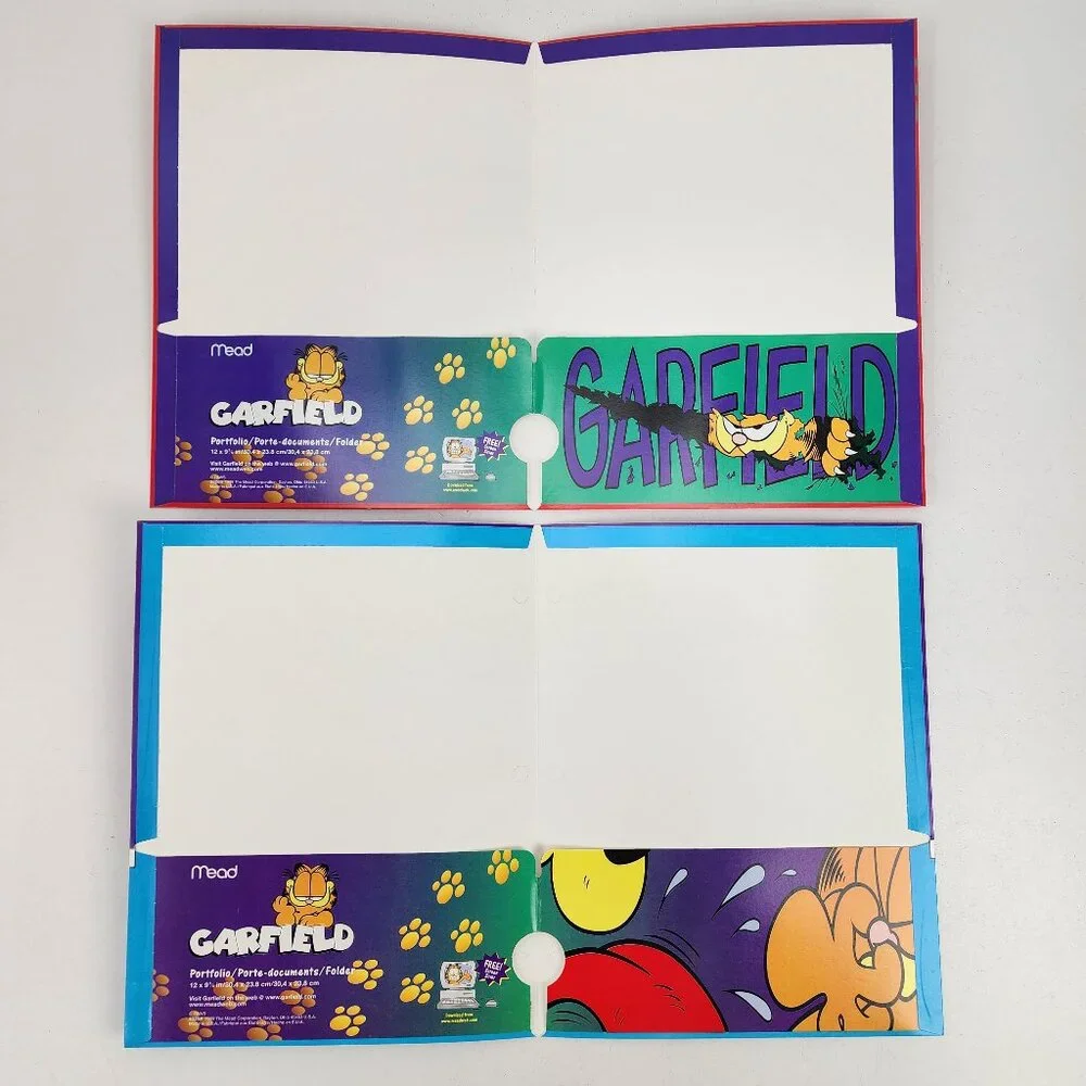 New Lot of 6 Vtg 1999 NOS Garfield Cat & Odie Dog School Binder Pocket Folders